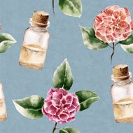 Seamless pattern with flower and perfume bottle N6