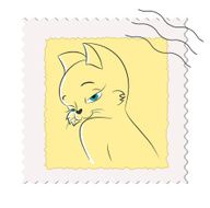 Postage stamp with a picture of cat