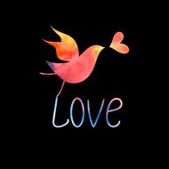 vector watercolor bird love
