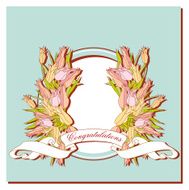 card with a bouquet of tulips on blue frame