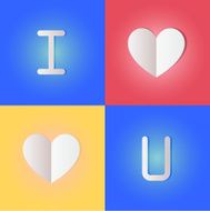 I love u origami on color background Vector illustrator