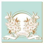 Vintage card with flowers around the frame N4