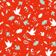 seamless pattern with birds and leaves N3