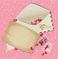 Vintage postcard envelope Valentines Day or wedding design