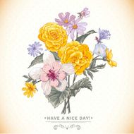 Vintage floral bouquet botanical greeting card N5
