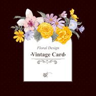 Vintage floral bouquet botanical greeting card N6