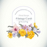 Vintage floral bouquet botanical greeting card N7