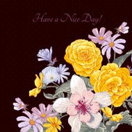 Vintage floral bouquet botanical greeting card N8