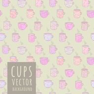 Vector seamless pattern with cups N2