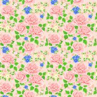 Seamless wallpaper pattern with roses Vector