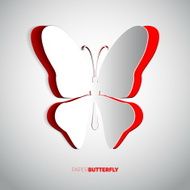 Greeting card with paper cut butterfly vector illustration