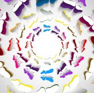 Greeting card with paper cut butterflies - vector