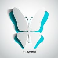 Greeting card with paper cut butterfly - vector