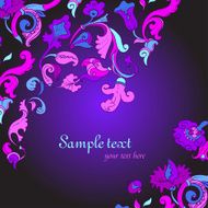 Vector Blue amazing card with Flowers N2