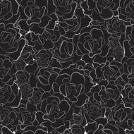 Seamless pattern of black and white roses vector