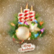 Christmas knitted decoration with candle EPS 10