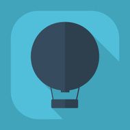 Flat modern design with shadow hot air balloon