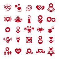 Love theme vector icons set valentine and romantic