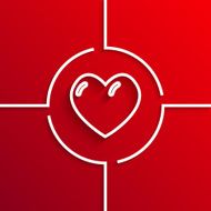 Vector modern white circle icon on red background N8
