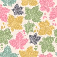Seamless pattern with leaves and berries N4