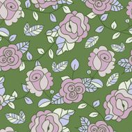 Vector seamless hand-drawn pattern with decorative rose flowers