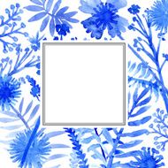 Watercolor flowers frame template card