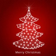 Christmas celebration greeting or invitation card with shiny Xmas tree