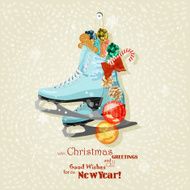 Winter blue christmas skates in vector