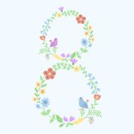 Vector floral figure 8 with vintage amazing flowers