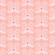 doves heart kissing pattern vector seamless background