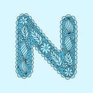 Cute letter N Floral monogram N