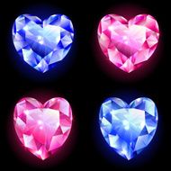 Set of red and blue diamonds