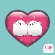 Cute birds with heart