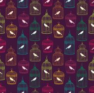 Birdcages seamless pattern N2