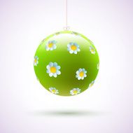 Green sphere with paper flowers