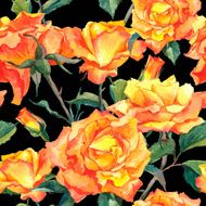 Watercolor Seamless Pattern with Yellow Roses