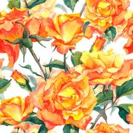 Watercolor Seamless Pattern with Yellow Roses N2