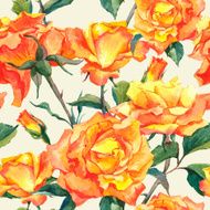 Watercolor Seamless Pattern with Yellow Roses N3
