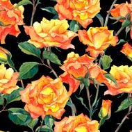 Watercolor Seamless Pattern with Yellow Roses N4