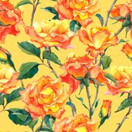 Watercolor Seamless Pattern with Yellow Roses N5