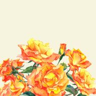 Watercolor Card with Yellow Garden Roses N2
