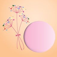 Abstract vintage circle frame with flower