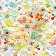Summer Floral texture with butterflies