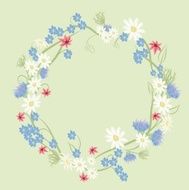 Beautiful greeting card with floral wreath Bright illustration