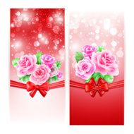 Two glowing banners with roses ribbon and bow