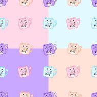Vector St Valentine Day cute pink cupid monsters seamless pattern