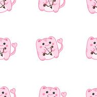 Vector St Valentine Day cute pink cupid monsters seamless pattern N2