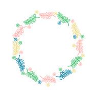 Beautiful Round Frame of Hand Draw Leaves