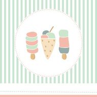 Greeting card with cute ice creams N3