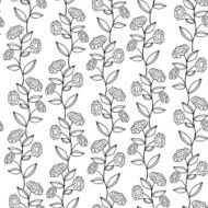 Black and white seamless pattern with flowers N4